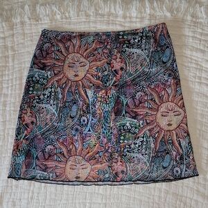 Mesh Mini Skirt Sun Boho Hippie Grunge Psychadelic Festival Whimsical Y2k Large